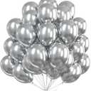 PartyWoo Metallic Silver Balloons, 50 pcs 12 Inch Silver Metallic Balloons, Silver Balloons for Balloon Garland or Arch as Wedding Decorations, Birthday Decorations, Party Decorations, Silver-G102