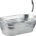 2 Pack Galvanized Steel Drinks- Oval, 5.5 Gallon Rustic Style Drinks Tub, Carry Handles - with Bottle Opener