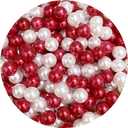 200pcs 10mm Pearl Beads Satin Luste Round Loose Plastic Pearl Craft Beads for Jewelry Making Earring Bracelet Necklace Key Chains Sewing Crafts Decoration (Red/White)
