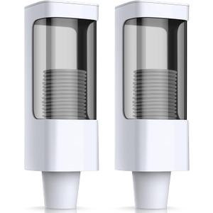 Chengu 2 Pieces Bathroom Cup Dispenser, Wall Mounted Pull Type Water Cup Holder Fits 3-5 oz Small Adhesive Dispenser with Paste Plate for Home, Bathroom, Office Hospital(White) (Single)