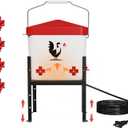 Heated Chicken Waterer, 1.8 Gallon Chickens Poultry Waterer with Nipples, Height Adjustable & Detachable Stand, All-Season Chicken Coop Waterers, Chicken Water Heater (7L, Red Cover)