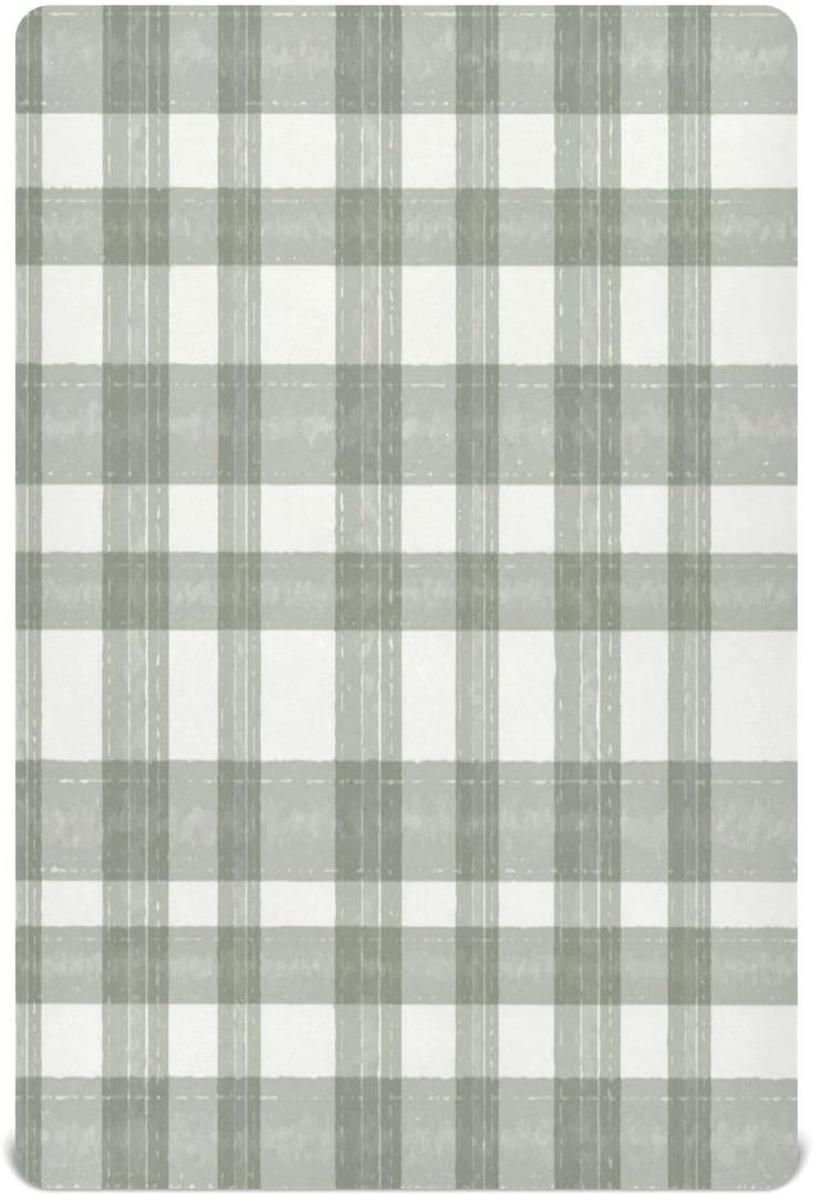 Caikeny Fitted Crib Sheet for Boys Girls Sage Green Plaid Baby Crib Sheets Bassinet Sheets Crib Mattress Bed Sheets for Toddler Newborn Infant 52 X 28 in
