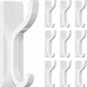 10-Pack Self Adhesive Wall Hooks for Hanging - 13 LB Strong Hold, Sticky Hangers for Coat, Towel, Purse, Keys, Bag - for Wall, Door, Bathroom, Shower, Dorm, Kitchen - Stainless Metal, White
