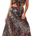 Nasty Gal Animal Burnout Ruffle Crop Top (10, Black)