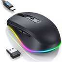 PEIOUS Wireless Mouse Jiggler - LED Wireless Mice with Build-in Mouse Mover, Rechargeable Moving Mouse for Laptop with Undetectable Random Movement Keeps Computers Awake - Black