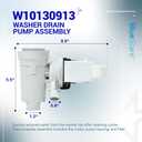 BlueStars WPW10730972 W10130913 Washer Drain Pump Assembly - For Whirlpool 9200 duet washer, Kenmore he2 plus, Maytag 2000 3000 4000 series wfw8400tw02 wfw9200sqa10 - Replaces 8540024 W10117829