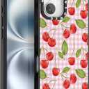 for iPhone 16 Red Cherry Phone Case for Women Girls | TPU+PC Premium Painted Shockproof Phone Case, Superior Shock Absorption, Military-Grade Drop Protection