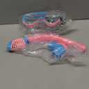 Vvinca Snorkel Set for Kids 3-14, Dry Top Snorkeling Gear for Boys Girls Youth, Panoramic View Swim Goggles with Nose Cover & Anti-Fog Lens, Junior Scuba Diving Mask with Adjustable Soft Fabric Strap (F-Pink Blue)