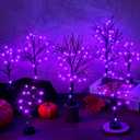 Baquler 7 Pcs LED Halloween Trees Black Birch for Table Decor Artificial Halloween Village with String Light Halloween Decorations for Fall Home, Bedroom, Office, Living Room, Wedding Decor