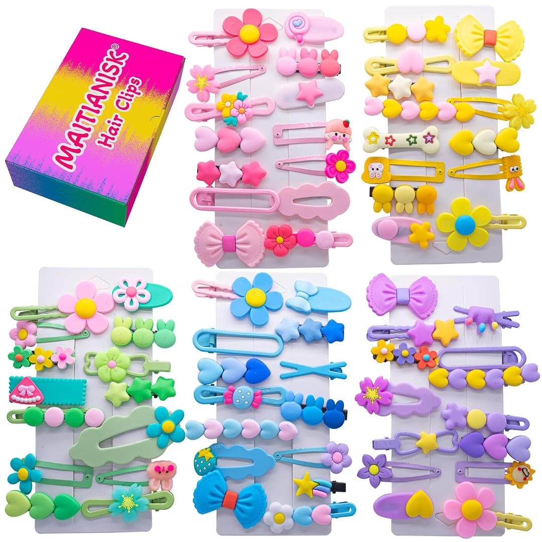 70PCS Hair Accessories for Girls Little Girl Hair Clips Barrettes for Baby Toddler Teens Women Kids Cute Candy Colorful Flower Gift for 6-18 Ages (Girls Hair Accessories)