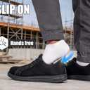 LARNMERN Steel Toe Shoes Men Hands Free Work Shoes Slip On Safety Toe Sneakers Lightweight Comfortable Walking (11 Wide, Black)