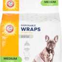 Arm & Hammer Medium Male Dog Wraps, Disposable Belly Band Diapers with Baking Soda Odor Control, Super Absorbent Leak Resistant Design for Marking and Incontinence, 15-23 Inch Waist, 12 Count