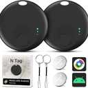 Air Tracker for Android, Air Tracker-2 Pack Android, Bluetooth Tracking Tag Compatible Google Find Hub App, Smart Tracker Key Finder for Key Wallet Bag Luggage-Black (Black)