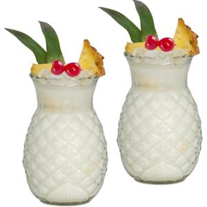 2PCS Pineapple Glasses, Prefdo 20 Ounce/570ml Fun Cocktail Jars Tiki Cups for Bar, Party (2pack)