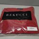 Rekucci Women's Slimming 3/4 Sleeve Fit-and-Flare Crossover Tummy Control Dress (Red)