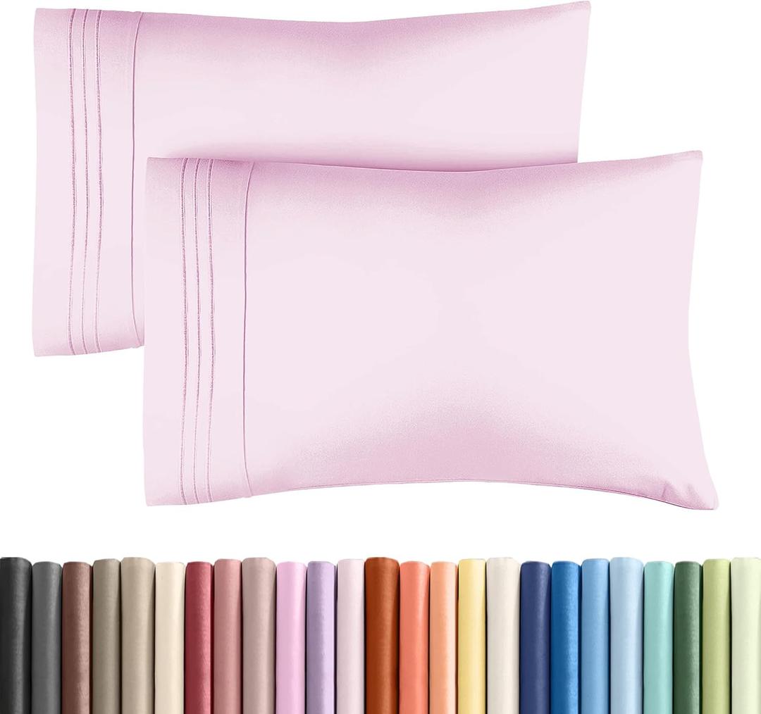 King Pillow Cases Set of 2 - Ultra Soft Hotel Quality Pillowcase Covers - Comfy, Cozy, Cooling & Wrinkle Free - Shrink, Stain & Fade Resistant - Machine Washable Pillow Protectors - 2 Piece Set - Pink