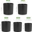 Meowell 7/6.5/6/5/4 inch Plant Pots for Small Indoor Outdoor Plants, 5 Pack Cylinder Flower Pots with Drainage Holes and Saucers, Plastic Planters for Garden Succulent House Plants, Black