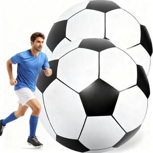 Lewtemi 2 Pcs 40 Inch Giant Inflatable Soccer Ball Large Huge Beach Balloons Oversized Football Sport Birthday Party Decoration Favor Gift Pool Supplies for Outdoor Piata Activity (Black)