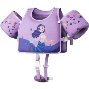 Toddler Swim Vest, Toddler Floaties Fit 20-66LBS, Swim Vest for Toddlers Learning to Swim, Puddle Kids Jumper with Adjustable Strap, Swim Jacket Arm Floaties for Baby Boys Girls 1-7 Years Old (purple)