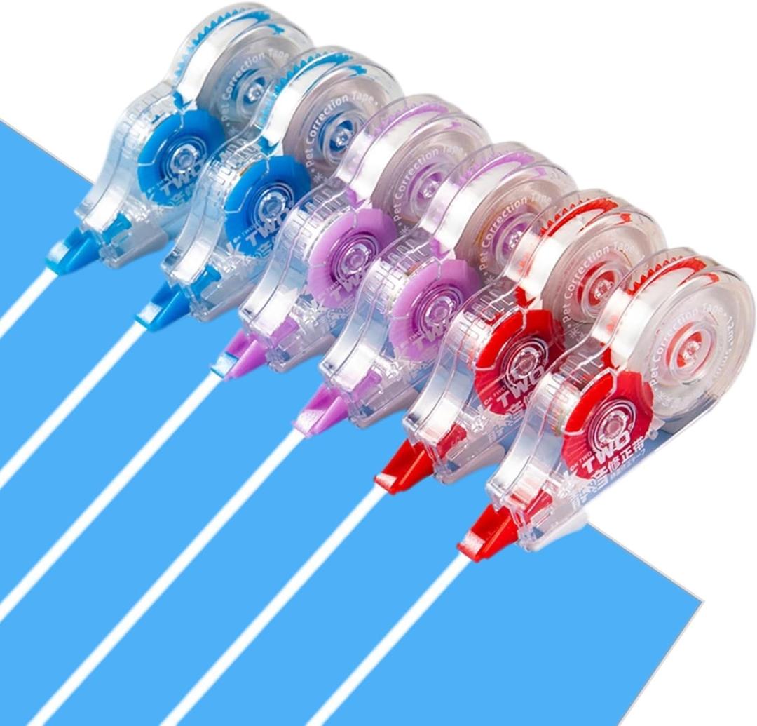 39.37 ft Correction Tape, 6PCS, Fast, Clean, Noiseless and Easy-to-Use Correction Tape Bulk Office School Supplies, Blue, Red, Purple