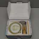 Matcha Set, 7-Piece Japanese Matcha Kit with Ceramic Bowl, Bamboo Whisk, Ceramic Whisk Holder, Stainless Steel Sifter, Chashaku Scoop, Bamboo Spoon and Tea Towel