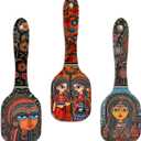 Madhubani Art Wooden Wall Hanger For Home | Living Room | Office | Gift | Stylish Modern Decoration Items | Kitchen Wall Decor | Home Decor Hanging Items, Set Of 3