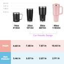 WETOWETO 40oz Tumbler with Handle and Lid | 100% Leakproof Insulated Stainless Steel Travel Mug | Keeps Cold 34Hrs/Hot 10Hrs | Dishwasher Safe, Fits Car Cup Holder (Rose Quartz Color)
