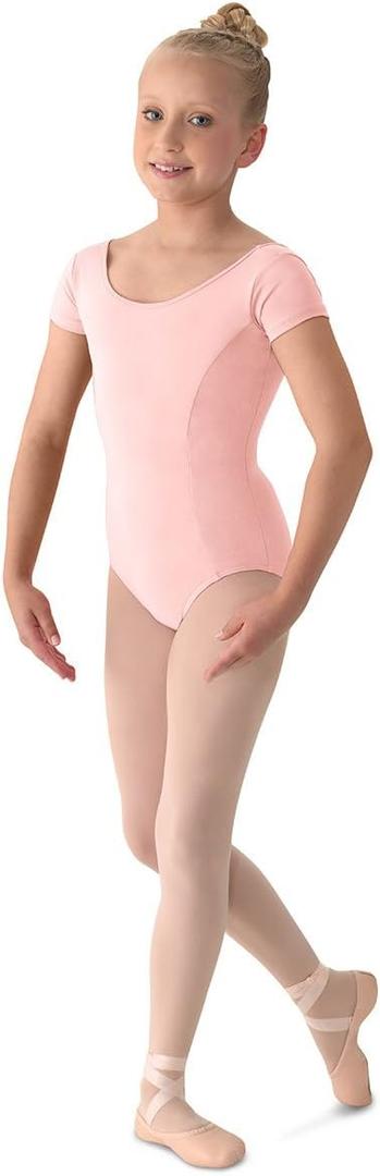 Mirella Girl's Princess Seam Cap Sleeve Dance Leotard Pale Pink 4-6