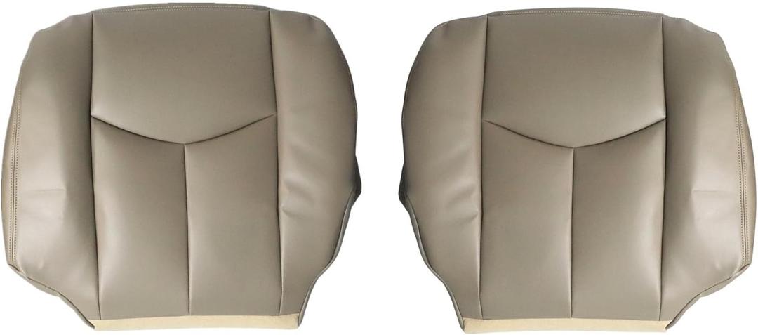 NLQR Medium Neutral Tan 522 Front Driver & Passenger Side Bottom Replacement Leather Seat Cover Compatible with Chevy Silverado GMC Sierra 1500 2500 3500 HD 2003 2004 2005 2006 2007