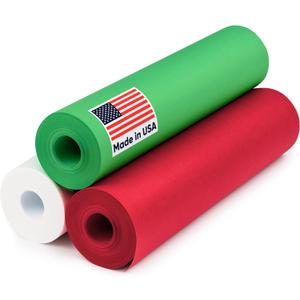 12" x 1200" (100 ft) Red, Green, White Christmas Kraft Paper Set, 3 Rolls, 45 lbs - Made in USA Christmas Art Colored Paper, Gift Wrapping