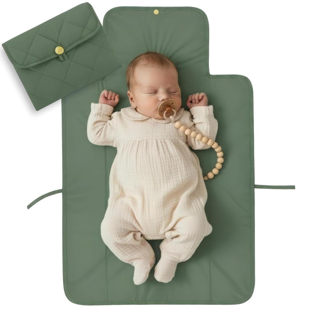 Portable Diaper Changing Pad - Soft and Easy to Clean Diaper Changing Mat for Babies - The Perfect Lightweight and Foldable Pad for Traveling (Sage)