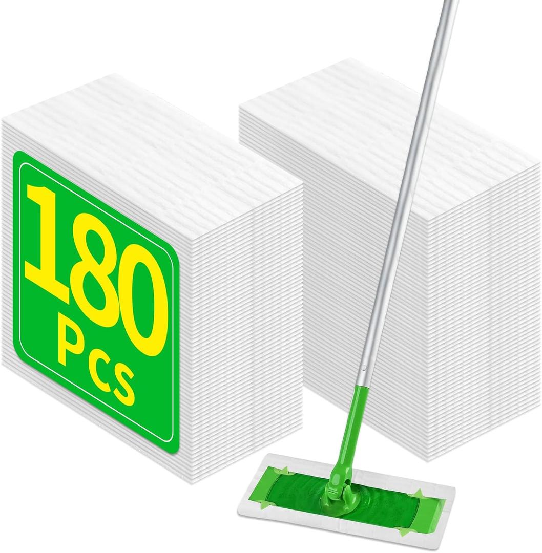 Dry Sweeping Cloths Compatible with Swiffer Sweeper Mop, Disposable Sweeping Dry Pads Refill, Dry Floor Cloths to Clean Dust, Dirt, Pet Hair, 180 Count