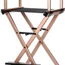 30'' Aluminum Tall Directors Chair, Portable Makeup Chair for Makeup Artist, Makeup Chair Teachers Chair Only 10.15LB, Rose Gold