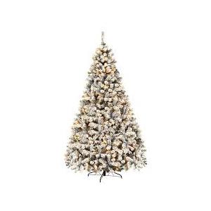  9 ft Pre-Lit Premium Snow Flocked Hinged Artificial Christmas Tree with 550 Lights