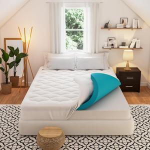 OhGeni Cooling 4 inch Dual Layer Full Mattress Topper, 2 inch Gel Memory Foam, 2 inch Down Alternative Pillow Top Pad, Mattresses Cover for Bed, Medium Support, Fits 6-19 Deep Pocket