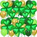 ASTARON St Patricks Day Decorations Green Shamrock Balloons Set Irish Decor for Home, Foil Clover Balloons Green Balloons Kit Irish Decorations for Party St Patricks Balloons