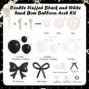 Black Bow Birthday Decorations,187Pcs Black and White Balloon Arch Kit with Clear Bow Foil Double Stuffed Pearl Balloons Ribbon Bow Pearl Stickers for Bow Coquette Birthday Bachelor Bridal Baby Shower