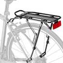 Rear Bike Rack with Large Size Reflective,Bike Cargo Rack with Extra Long Mounting Brackets,Universal Adjustable Touring Carrier Rack,Large Capacity Bike Pannier Rack