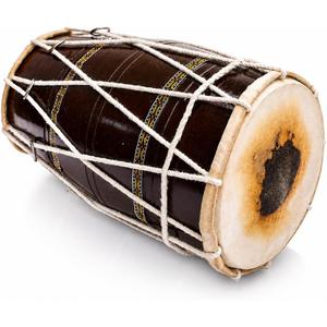 Wooden Dholak Drum, Adjustable Indian Hand Percussion Instrument, 14 Inch