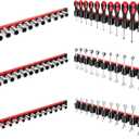 6-Piece Magnetic Socket Organizer Set with Magnetic Wrench and Screwdriver Holder, 1/2", 3/8", 1/4" Drive Tool Storage, 36-Slot for Screwdrivers and Wrenches (Tools Not Included) (Red)