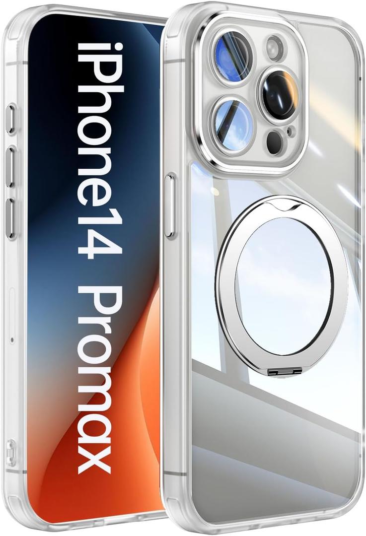 Cutelfon【360° Spin Magnetic Stand Case for iPhone 14 Pro Max Clear