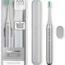 Aquasonic Icon ADA-Accepted Rechargeable Toothbrush | Magnetic Holder & Slim Travel Case | 2 Brushing Modes & Smart Timers | Gentle Micro-Vibrations (Stone) (1 Count (Pack of 1)