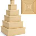 Bright Creations Nesting Boxes - 6-Pack Brown Squares With Lids, 12 x 12 to 2 x 2 In, 4 in H - Paper Mache & Square Boxes