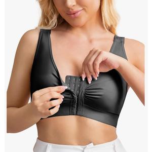 Compression Bras for Women Post Surgery Front Closure Mastectomy Bra Surgical Adjustable Straps Wirefree, Large