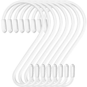 30 Pack S Hooks for Hanging, 3.15 inch Stainless Steel S Shaped Hooks Curtain Hooks Heavy Duty S Hooks for Hanging Pots and Pans, Plants, Jeans, Clothes, Jewelry, Towels, Cups (White)