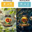 Solar Bird Feeders for Outdoors Hanging, Solar Sunflower Bird Feeder with Led Light Waterproof Metal Birdfeeders Outside Hanging Decorative for Outdoor Garden Yard Patio Backyard