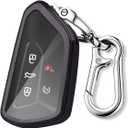 QBUC for Volkswagen Key Fob Cover with Keychain,Car Key Case fit for VW ID.4 ID.3 MK8 Golf GTI Seat Leon MK4 Skoda Octavia(Black)