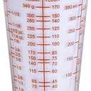 Kolder Mix N Measure Glass, Multi-Purpose Liquid and Dry Measuring Cup, 6 Units of Measurement, Heavy Glass, Red