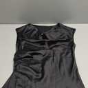 SOLY HUX Women's Satin Blouse Ruched Cowl Neck Elegant Shirt Summer Tops Work Office Outfits, S, Black