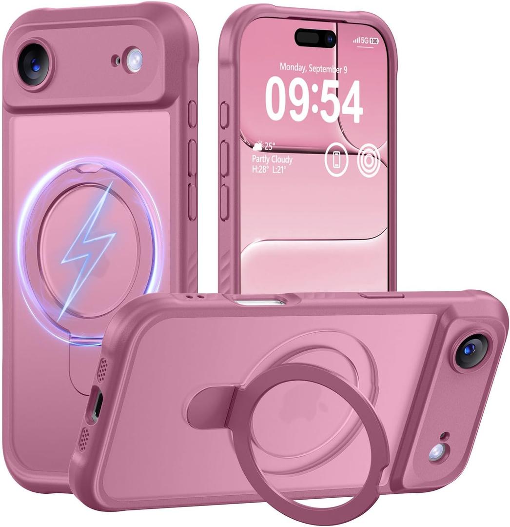 MOCCA Design for iPhone Air Case, Compatible with Magsafe [Premium Invisible Magnetic Ring Stand] [Military Drop Protection] Full Camera Guard Translucent Matte Slim Phone Cover 6.5",Lavender Purple